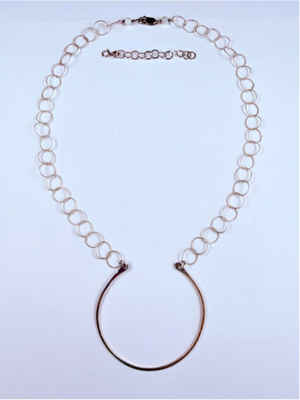 Modernist Artisan Handcuff Round Link Chain 925 Sterling Silver OOAK Necklace